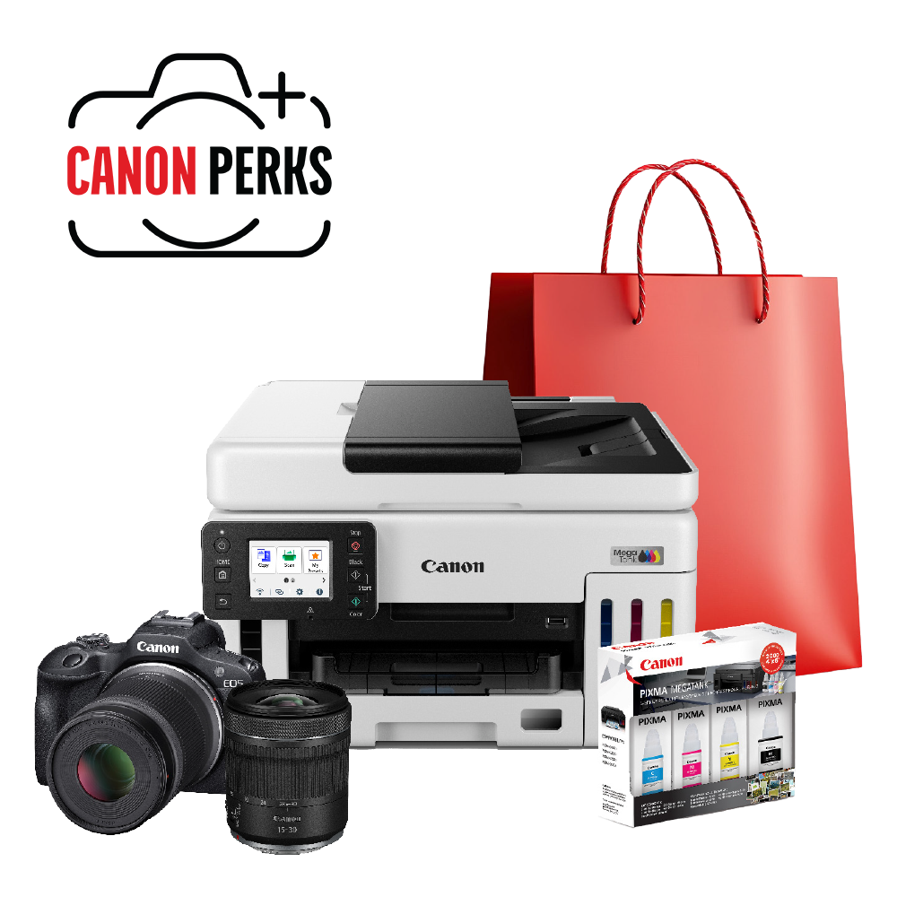 Canon Products next to the Canon Perks logo