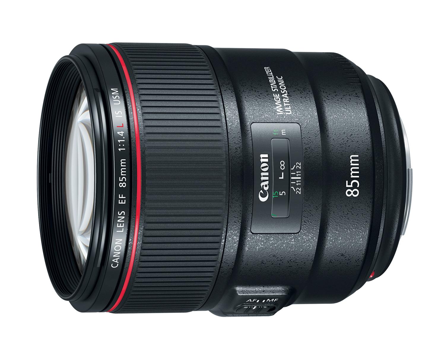 Canon EF 85mm f/1.4 L IS USM- Vue trois quarts