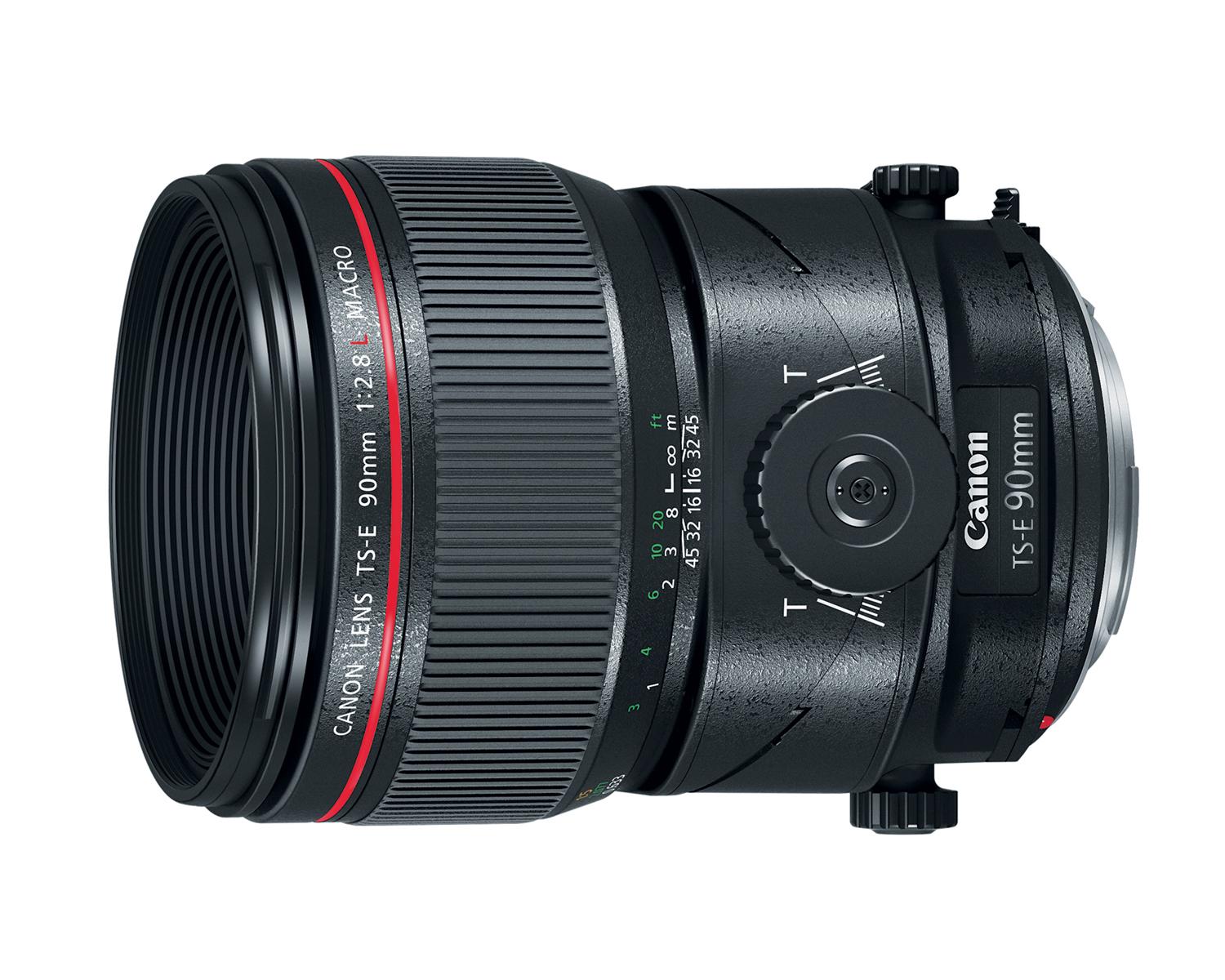 Objectif Canon EF TS-E 90mm f/2.8L Macro - Vue trois quarts