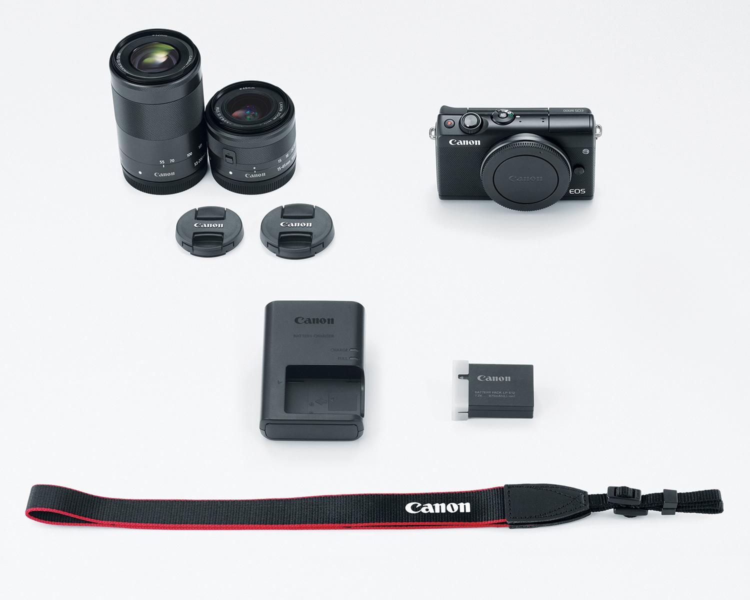 Appareil Canon EOS M100 - Trousse avec deux objectifs noirs