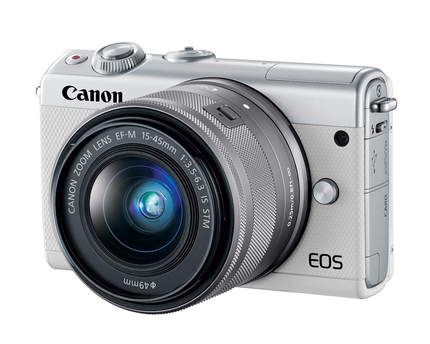 Canon EOS M100 Camera - White with EF-M 15-45mm