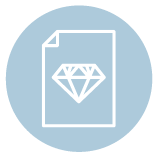 Diamond on sheet of paper icon