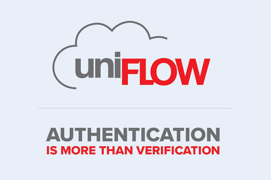 uniFLOW logo with words 'Authentication is more than verification'